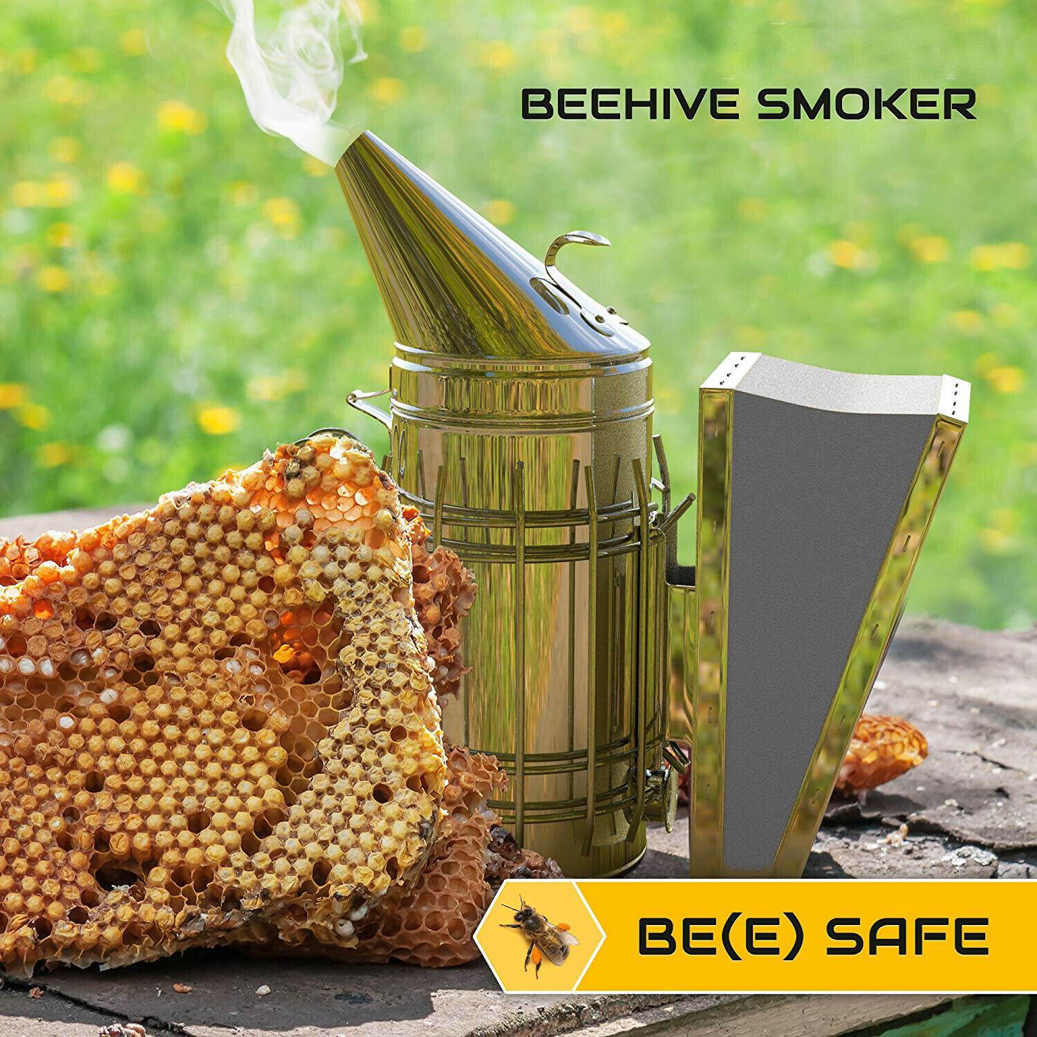 Details about   Bee Hive Smoker Stainless Steel w/ Heat Shield Calming Beekeeping Equipment 